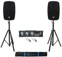 (2) Rockville SPG88 8  400w DJ PA Speakers+5-Channel Powered Mixer+Stands+Cables Online Sale