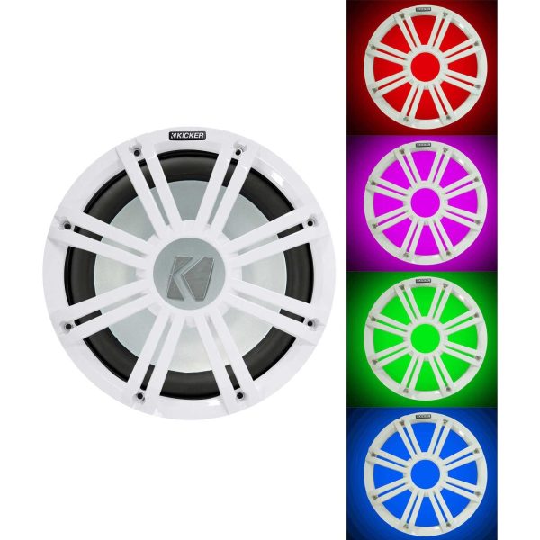 KICKER 45KMF122 12  350w Marine Boat Free Air Subwoofer w White LED Grille KMF12 For Discount