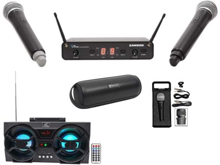 Samson Concert 288 Handheld Wireless Microphone System w 2 Mics+Free Speakers ! Online Sale