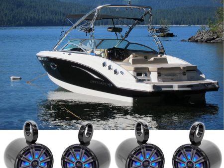 (4) KICKER 45KM84L 8  1200 Watt Marine Boat Wakeboard Tower Speakers w LED s KM8 Cheap