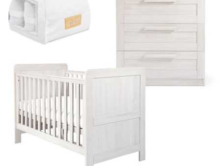 Mamas and Papas Atlas Nimbus White Bundle - Cot + Dresser + Mattress Online Hot Sale