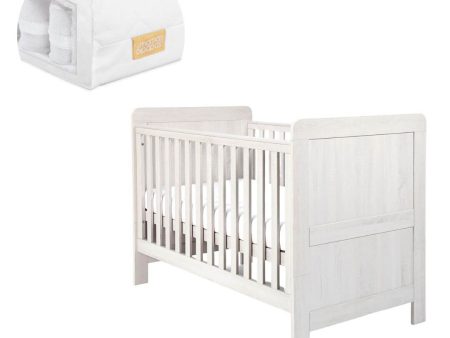 Mamas and Papas Atlas Nimbus White Cot + Mattress Bundle Hot on Sale