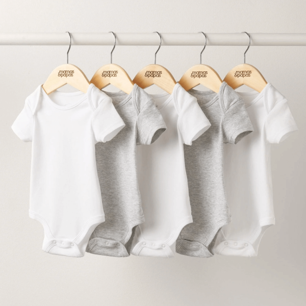 Mamas and Papas Grey Short Sleeve Bodysuits - 5pack Cheap