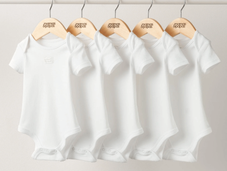 Mamas and Papas White Short Sleeve Bodysuits - 5 Pack Cheap